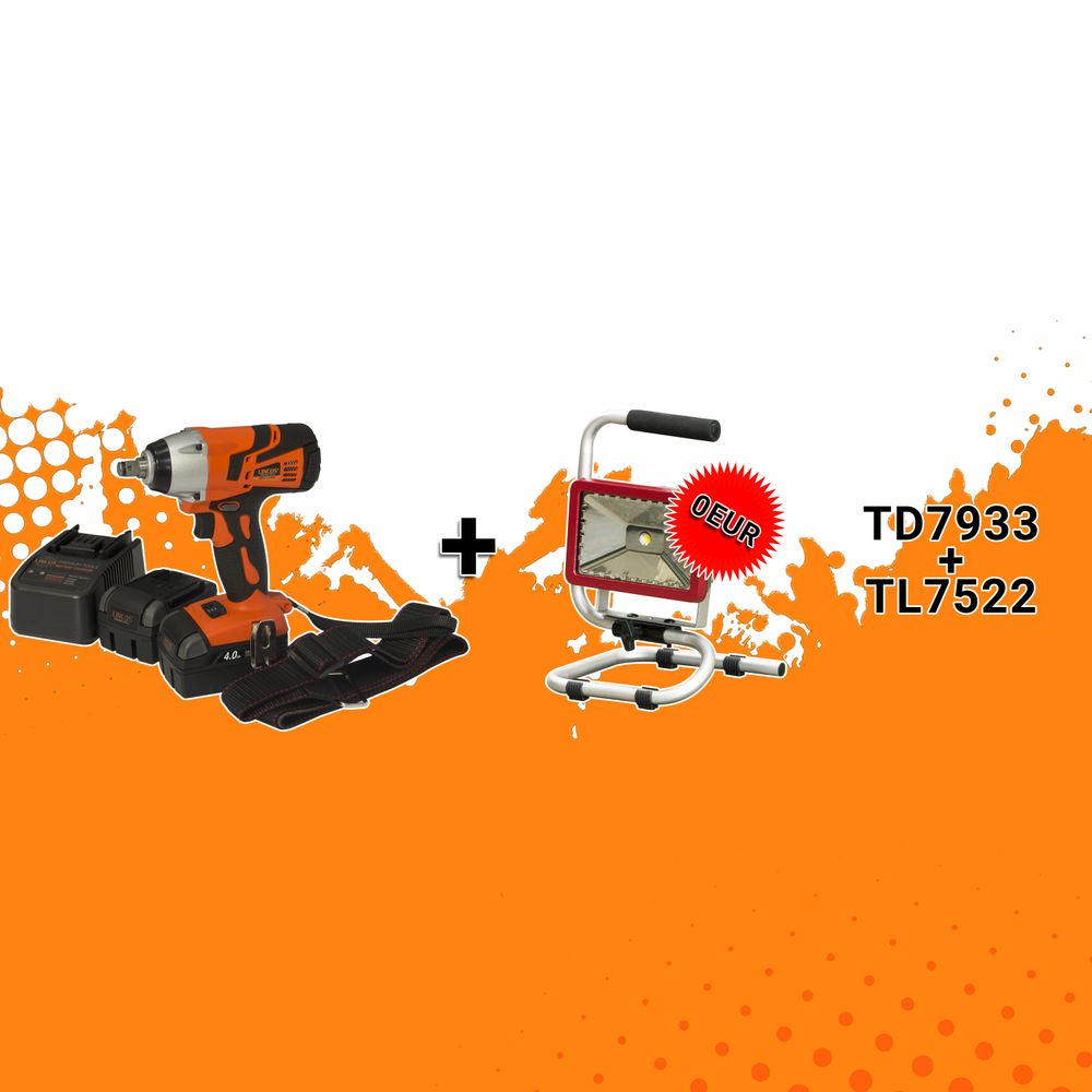 Aku rázový uťahovák TD7933 + Aku LED Lampa TL7522 Aku rázový uťahovák TD7933 + Aku LED Lampa TL7522