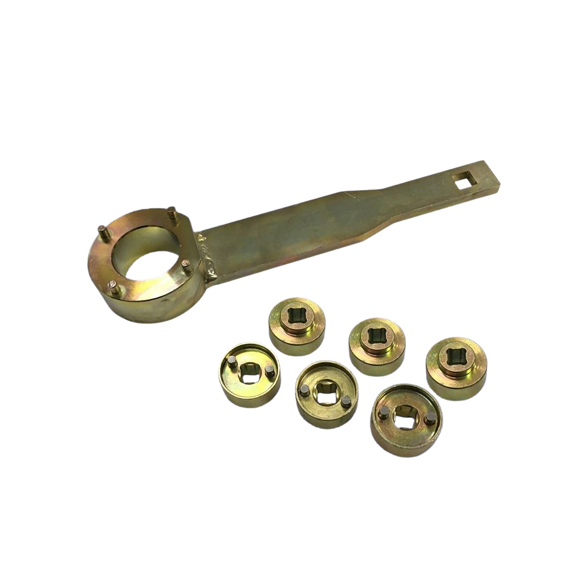Short crankshaft locking wrench with 3 valve adjustment tools VW, Audi, Seat, Skoda 1.8, 2.0 FSI, TFSI Short crankshaft locking wrench with 3 valve adjustment tools VW, Audi, Seat, Skoda 1.8, 2.0 FSI, TFSI