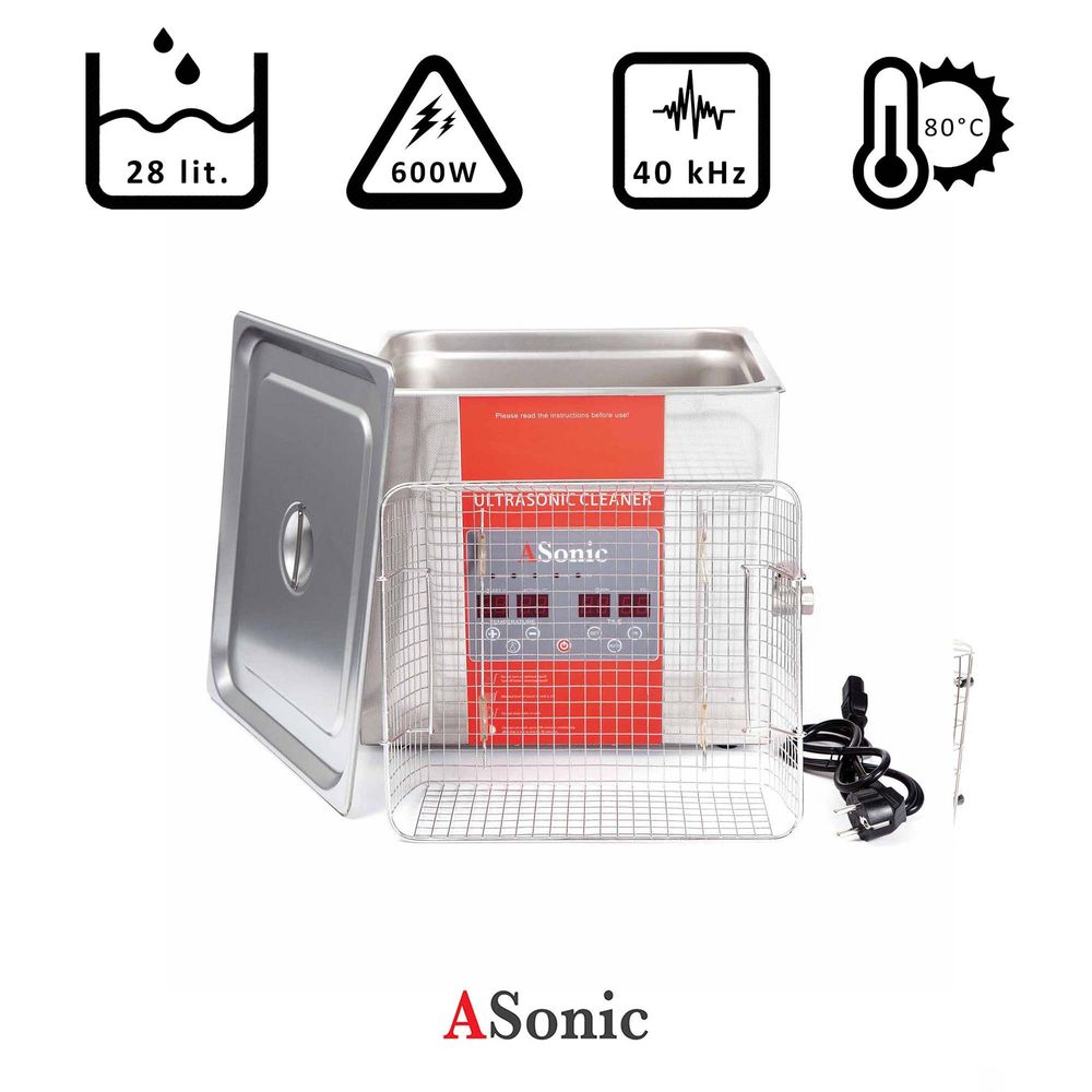 Ultrazvuková čistička 28l, 600W, 40kHz, 80°C Ultrazvuková čistička 28l, 600W, 40kHz, 80°C