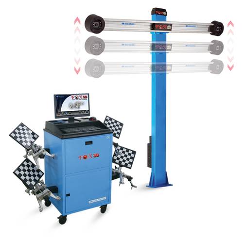 Wheel aligner with automatic camera beam movement Wheel aligner with automatic camera beam movement