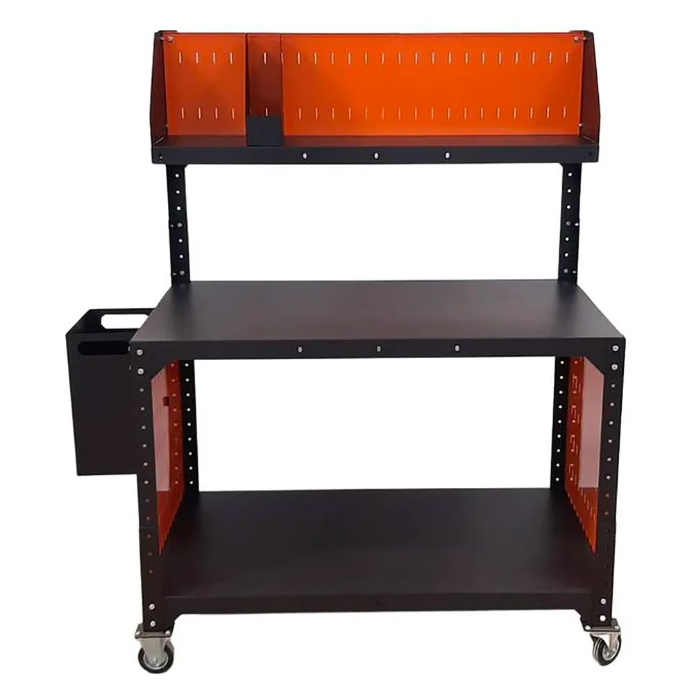 Banc mobil mobil, 125x75cm, cu perete lateral perforat Banc mobil mobil, 125x75cm, cu perete lateral perforat