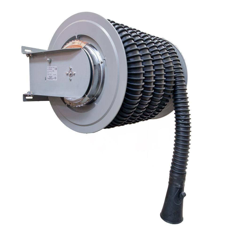 Furtun pe tanbur pentru gaze de evacuare - tip economic 76 mm x 8 m și duză rotundă Furtun pe tanbur pentru gaze de evacuare - tip economic 76 mm x 8 m și duză rotundă