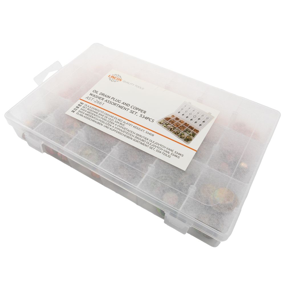 Oil drain plug and copper washer assortment set, 534pcs Oil drain plug and copper washer assortment set, 534pcs