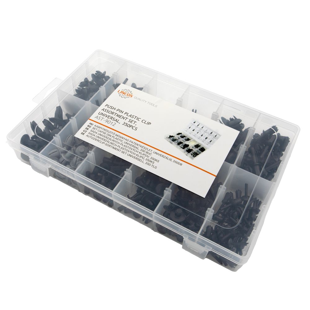 Push-pin plastic clip assortment set, universal, 350pcs Push-pin plastic clip assortment set, universal, 350pcs
