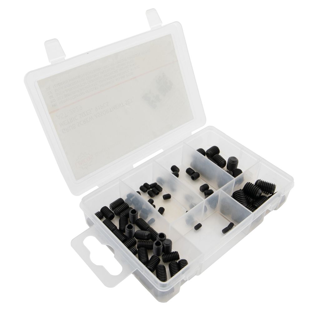 Set stifturi filetate cu cap imbuis, dimensiuni metrice, 91 buc Set stifturi filetate cu cap imbuis, dimensiuni metrice, 91 buc