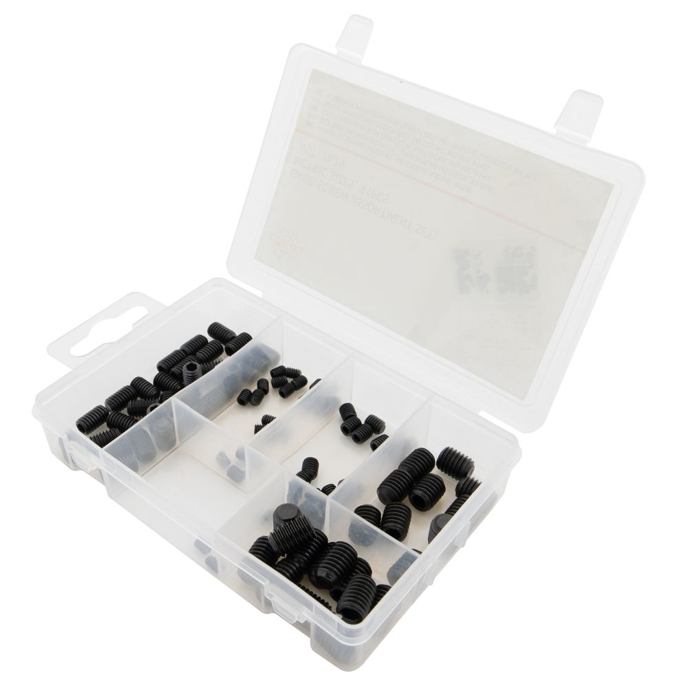 Set stifturi filetate cu cap imbuis, dimensiuni metrice, 91 buc Set stifturi filetate cu cap imbuis, dimensiuni metrice, 91 buc