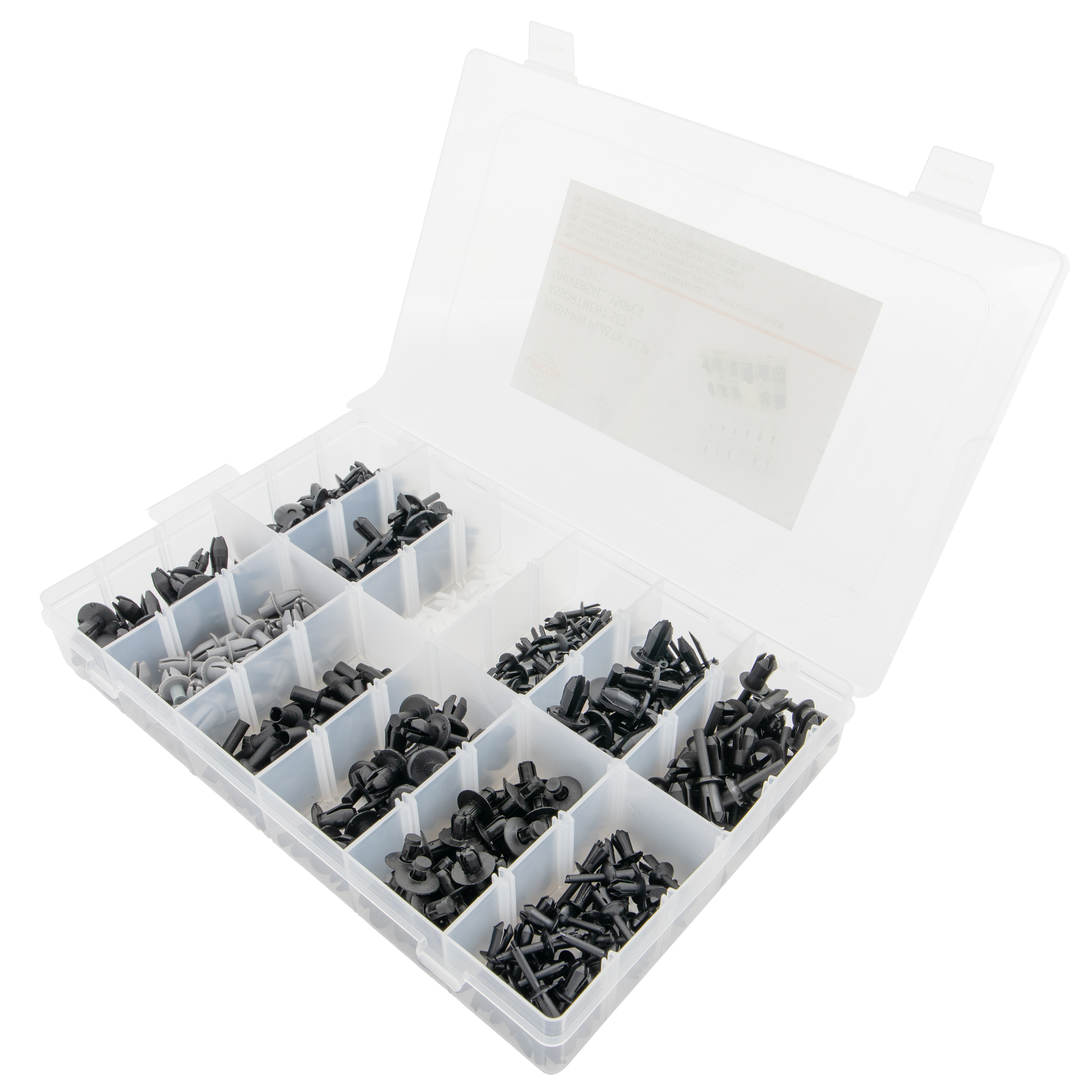 Push-pin plastic clip assortment set, universal, 350pcs Push-pin plastic clip assortment set, universal, 350pcs