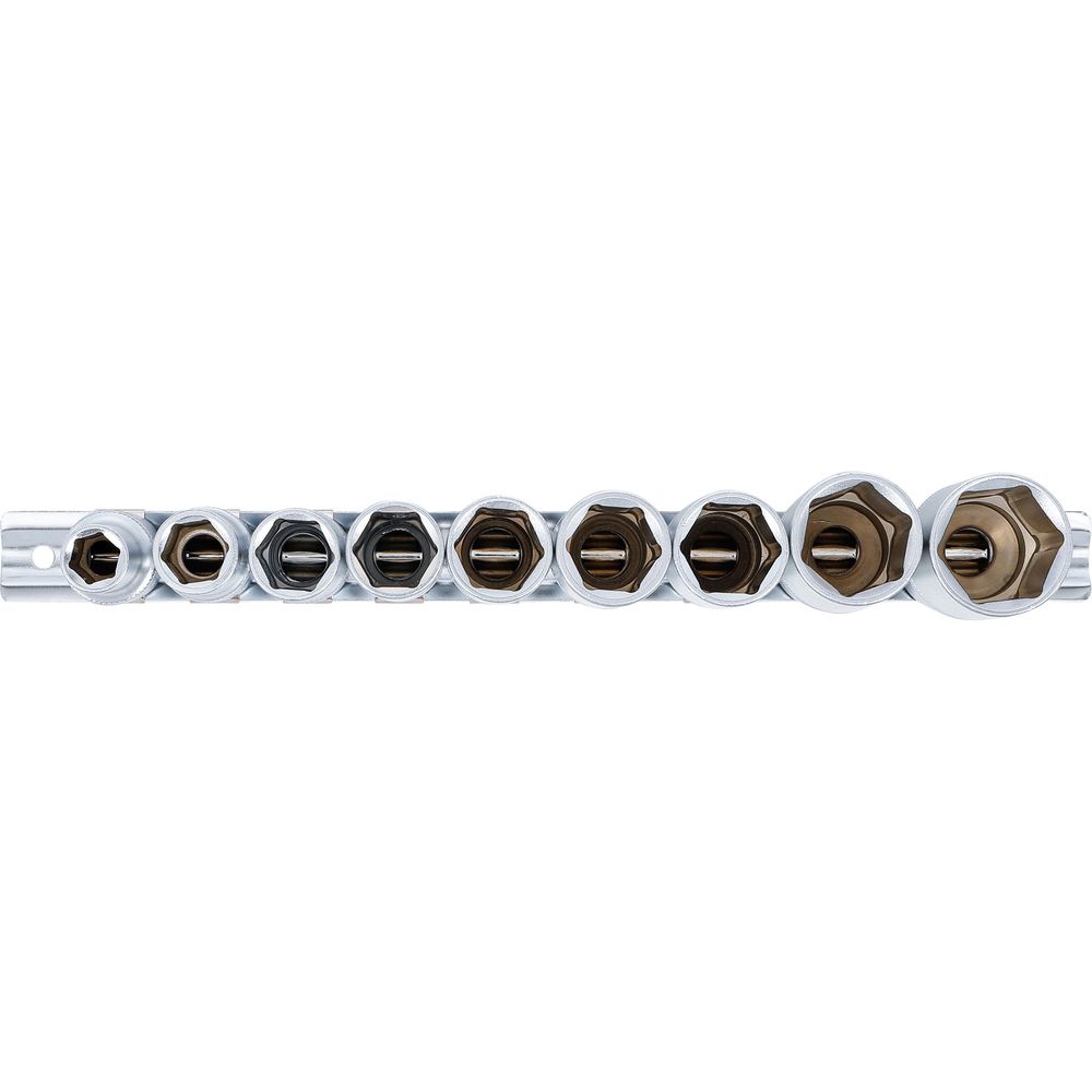 Steckschlüssel-Satz, Sechskant, tief, 1/2" Antrieb, 10 - 24 mm, 9-tlg. Steckschlüssel-Satz, Sechskant, tief, 1/2" Antrieb, 10 - 24 mm, 9-tlg.