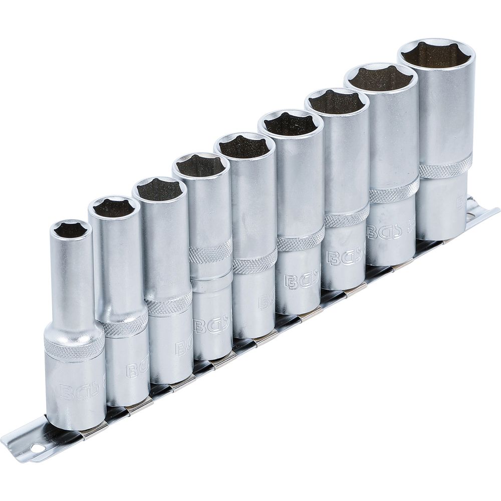 Steckschlüssel-Satz, Sechskant, tief, 1/2" Antrieb, 10 - 24 mm, 9-tlg. Steckschlüssel-Satz, Sechskant, tief, 1/2" Antrieb, 10 - 24 mm, 9-tlg.