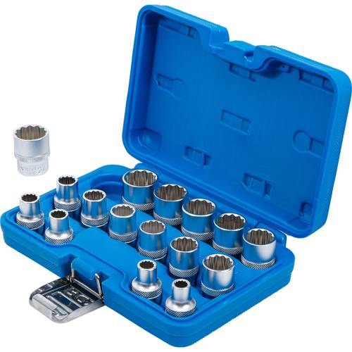 Socket Set, 12-point, 1/2" Drive, 8 - 24 mm, 16 pcs. Socket Set, 12-point, 1/2" Drive, 8 - 24 mm, 16 pcs.