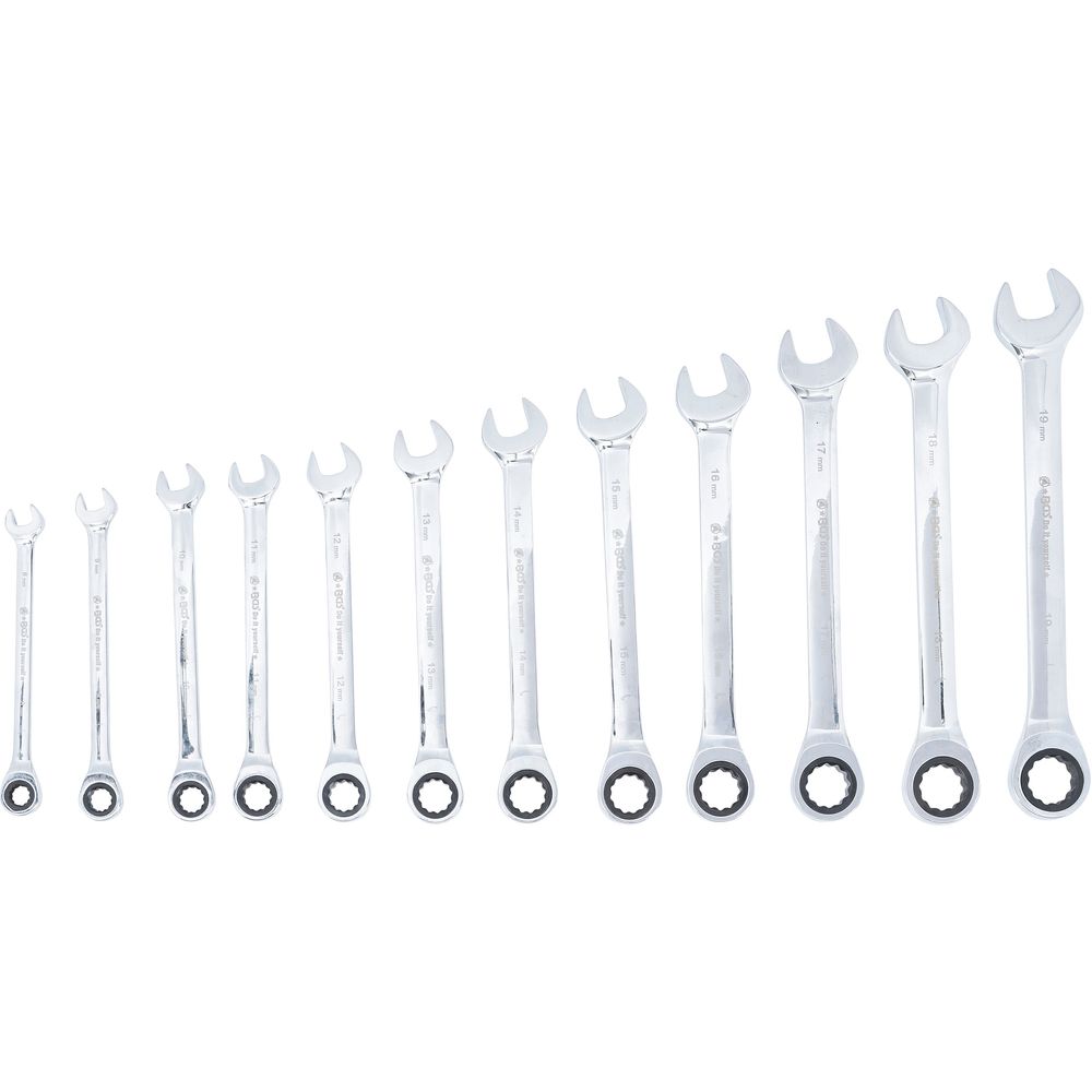 Ratchet Combination Wrench Set, 8 - 19 mm, 12 pcs. Ratchet Combination Wrench Set, 8 - 19 mm, 12 pcs.