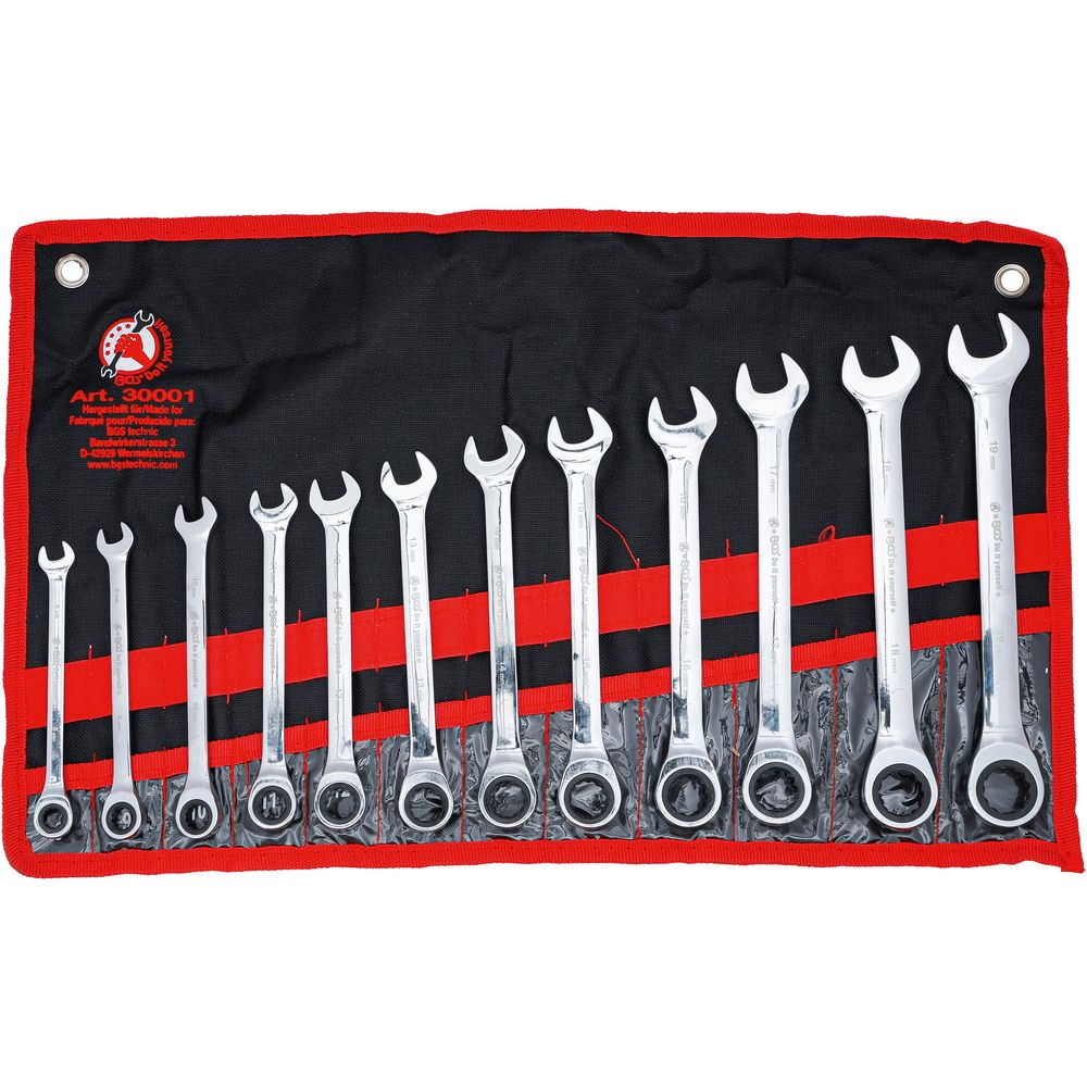 Ratchet Combination Wrench Set, 8 - 19 mm, 12 pcs. Ratchet Combination Wrench Set, 8 - 19 mm, 12 pcs.