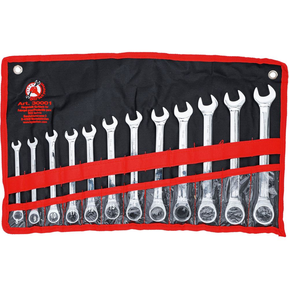 Ratchet Combination Wrench Set, 8 - 19 mm, 12 pcs. Ratchet Combination Wrench Set, 8 - 19 mm, 12 pcs.