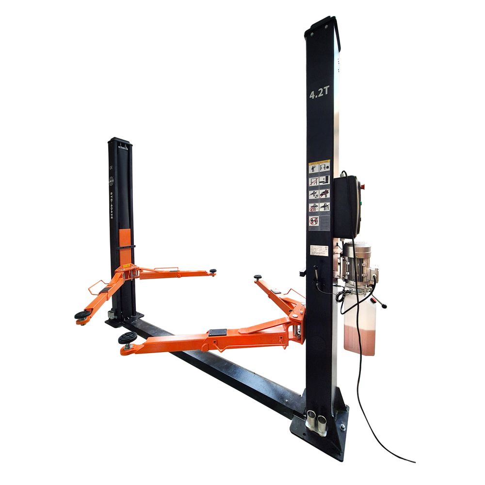 Elevator auto cu două coloane 4.2t, deblocare electrică a siguranței Elevator auto cu două coloane 4.2t, deblocare electrică a siguranței