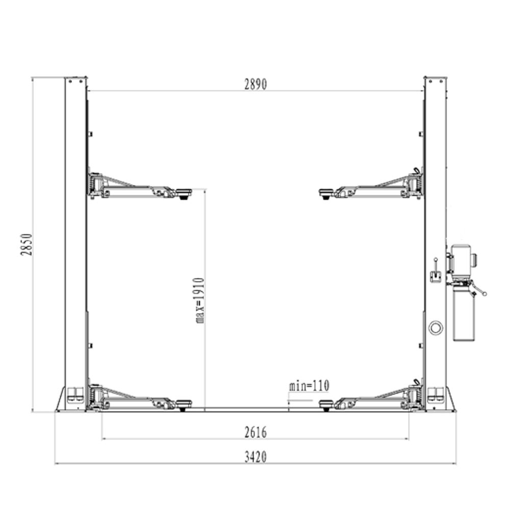Elevator auto cu două coloane 4.2t, deblocare electrică a siguranței Elevator auto cu două coloane 4.2t, deblocare electrică a siguranței
