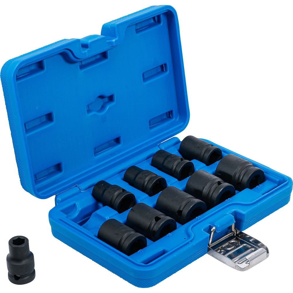 Impact Socket Set, Hexagon, 12.5 mm (1/2") Drive, 10-24mm, 10pcs Impact Socket Set, Hexagon, 12.5 mm (1/2") Drive, 10-24mm, 10pcs