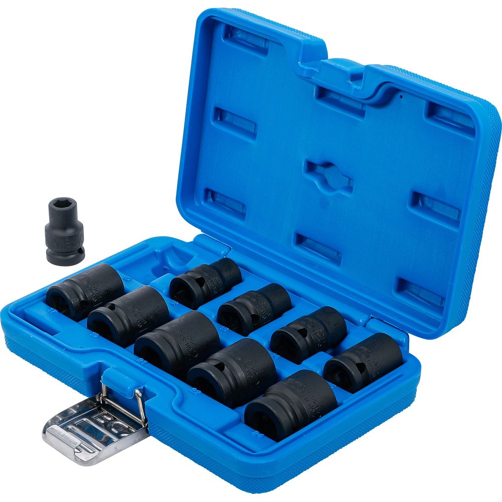 Impact Socket Set, Hexagon, 12.5 mm (1/2") Drive, 10-24mm, 10pcs Impact Socket Set, Hexagon, 12.5 mm (1/2") Drive, 10-24mm, 10pcs