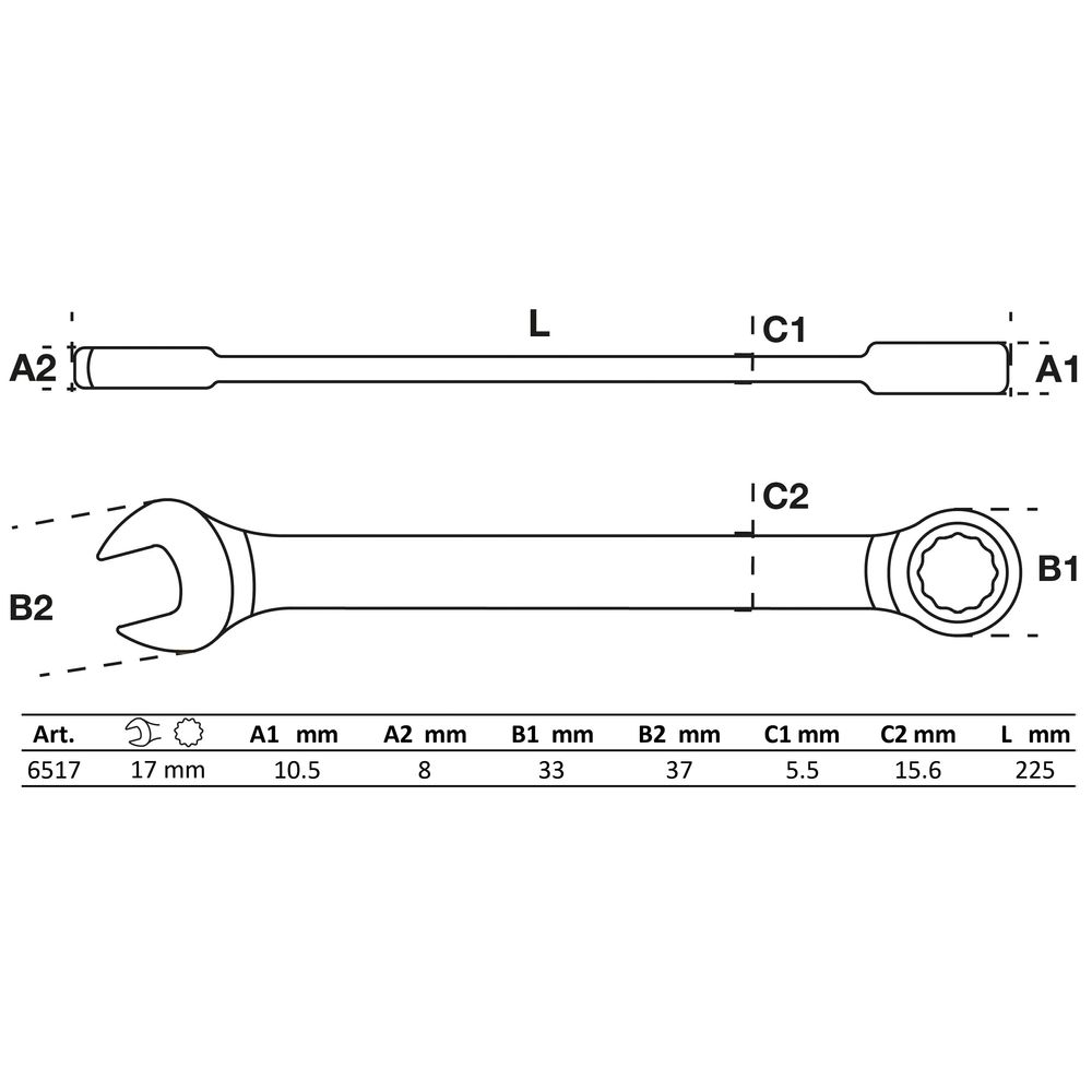 Ratchet Combination Wrench, 17mm Ratchet Combination Wrench, 17mm