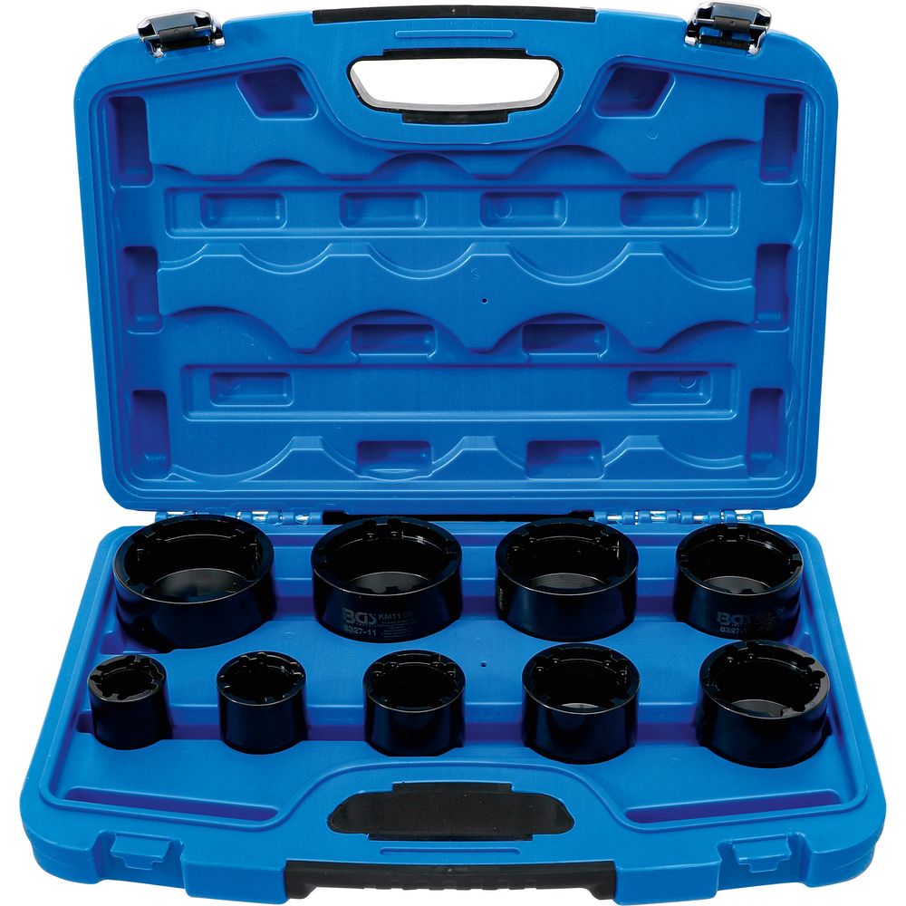 Groove Nut Socket Set, Internal Square Drive, KM4–KM12, 9pcs Groove Nut Socket Set, Internal Square Drive, KM4–KM12, 9pcs