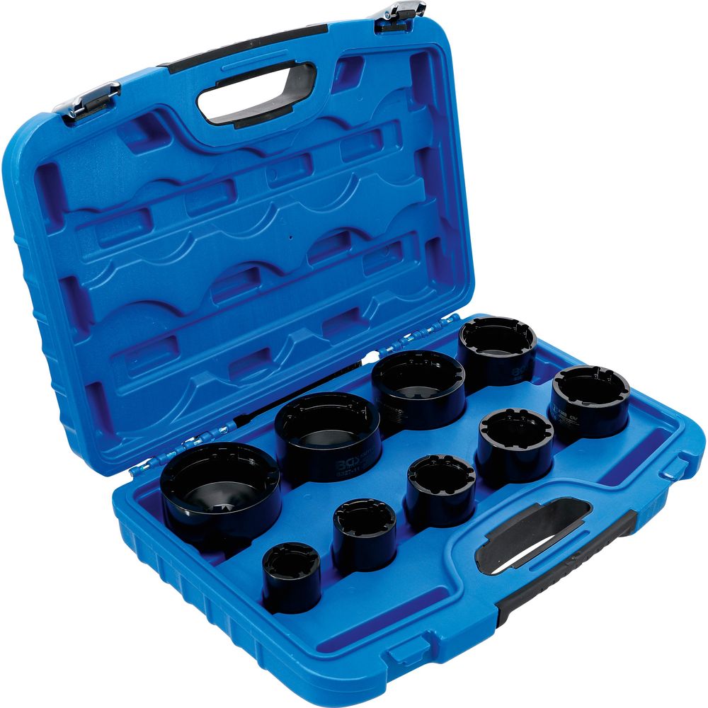 Groove Nut Socket Set, Internal Square Drive, KM4–KM12, 9pcs Groove Nut Socket Set, Internal Square Drive, KM4–KM12, 9pcs