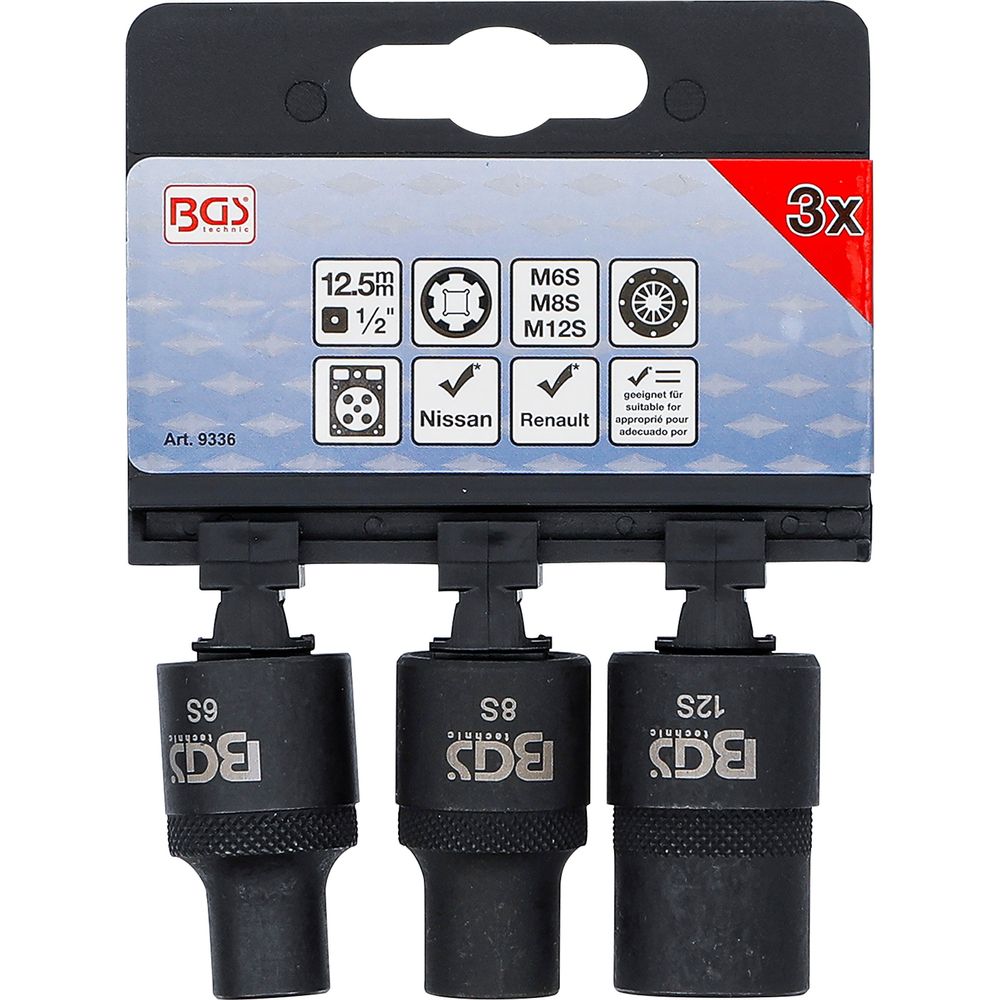 RIBE dugókulcs készlet, bordás profil M6S–M12S, 3db RIBE dugókulcs készlet, bordás profil M6S–M12S, 3db