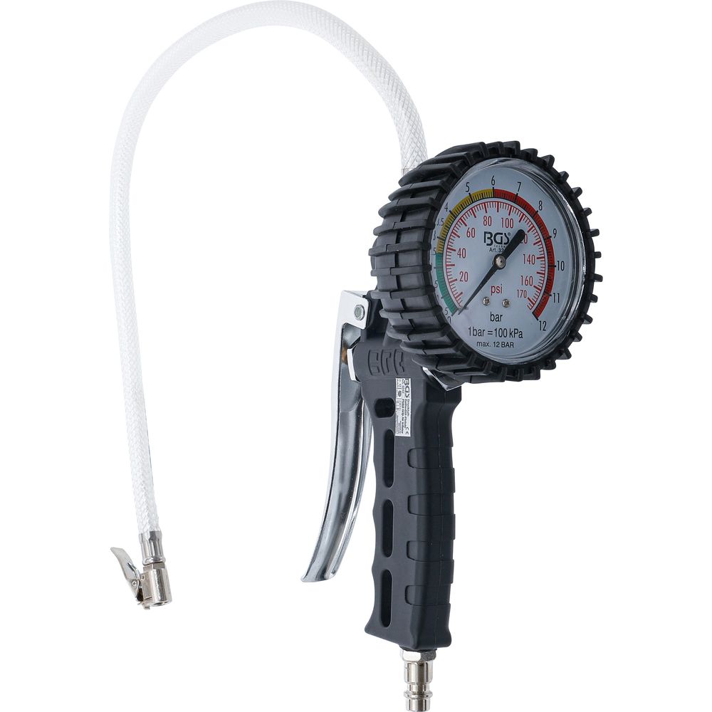 Reifenfüllpistole mit Manometer, 0–12 bar Reifenfüllpistole mit Manometer, 0–12 bar