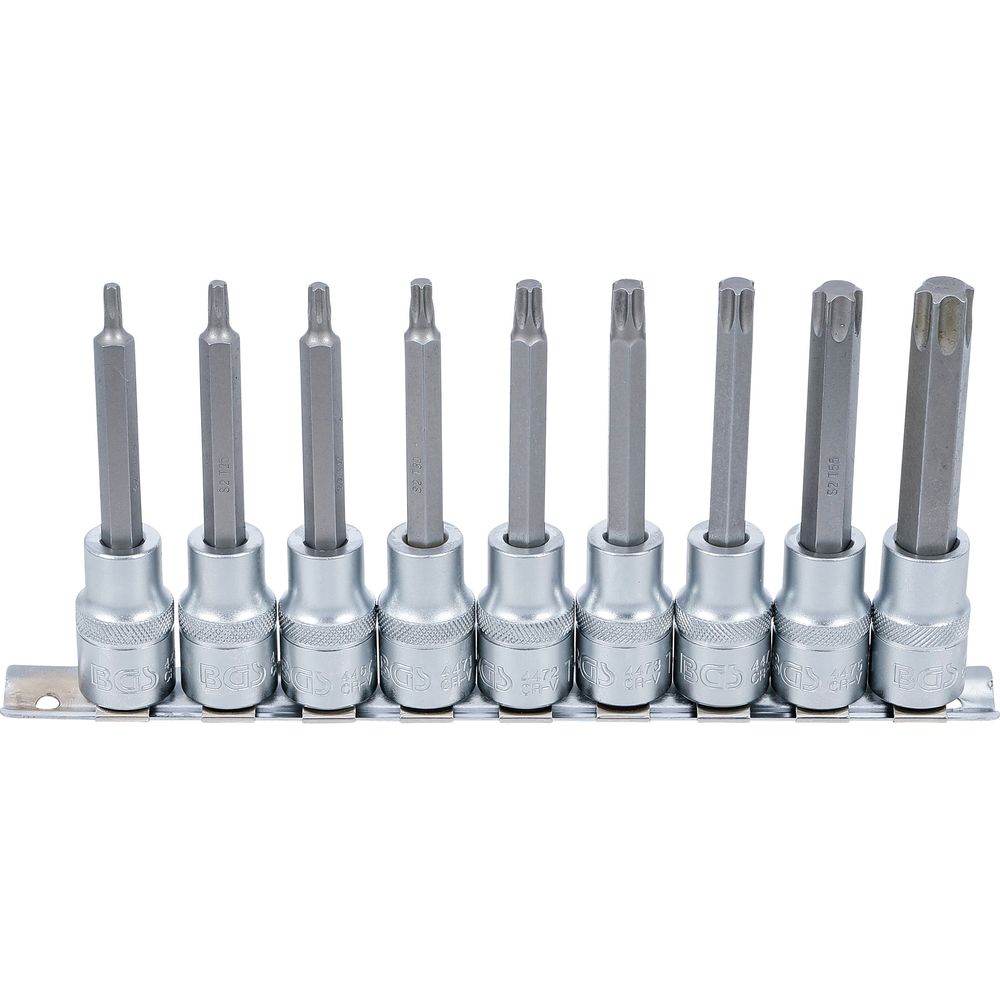 T-Star (Torx) Bit-Stecknüsse Satz, 12,5 mm (1/2") Antrieb, 9-tlg. T-Star (Torx) Bit-Stecknüsse Satz, 12,5 mm (1/2") Antrieb, 9-tlg.