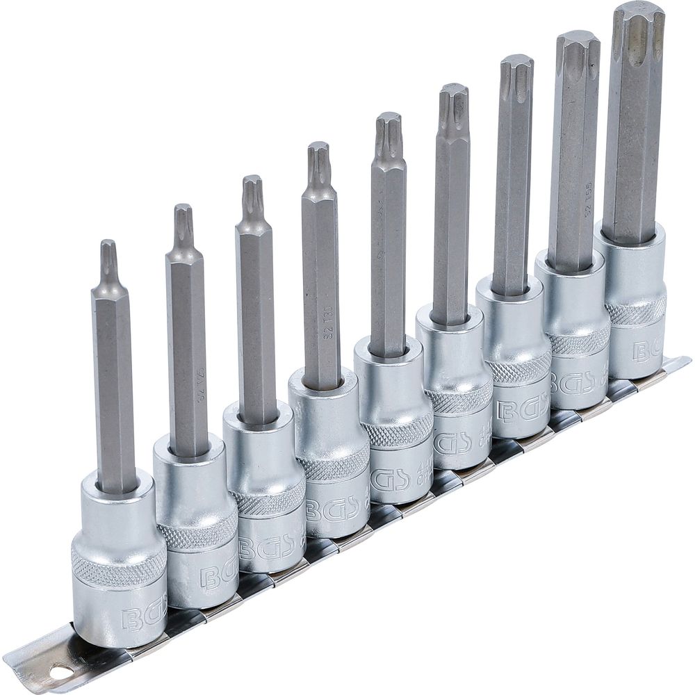 T-Star (Torx) Bit-Stecknüsse Satz, 12,5 mm (1/2") Antrieb, 9-tlg. T-Star (Torx) Bit-Stecknüsse Satz, 12,5 mm (1/2") Antrieb, 9-tlg.