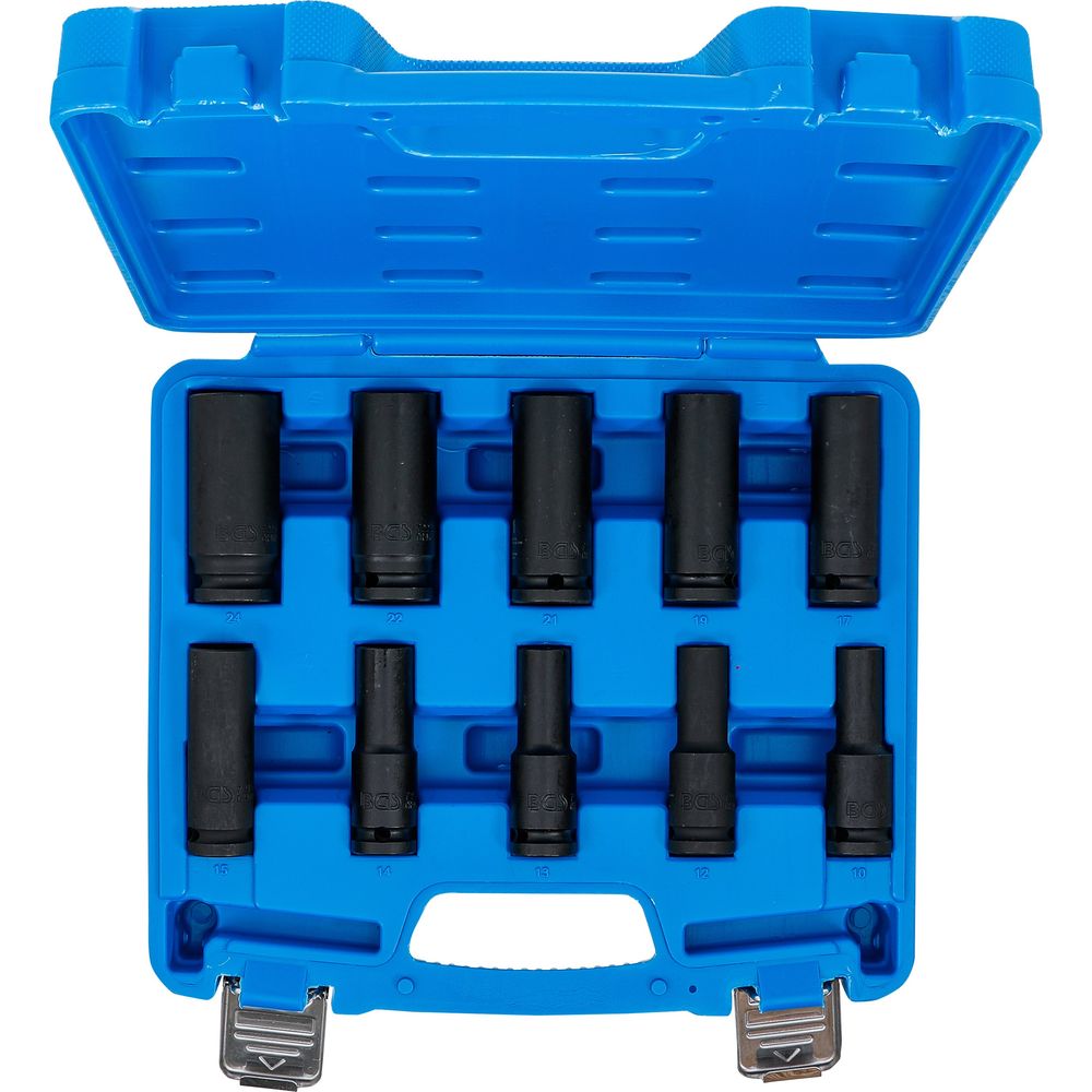 Deep impact socket set, hex, 1/2" drive, 10–24mm, 10pcs Deep impact socket set, hex, 1/2" drive, 10–24mm, 10pcs