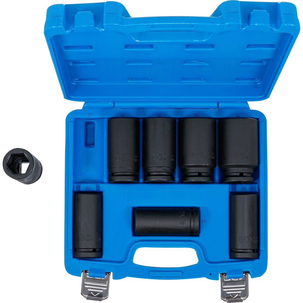 Extra deep impact socket set, 3/4" drive, 22–38mm, 8pcs Extra deep impact socket set, 3/4" drive, 22–38mm, 8pcs