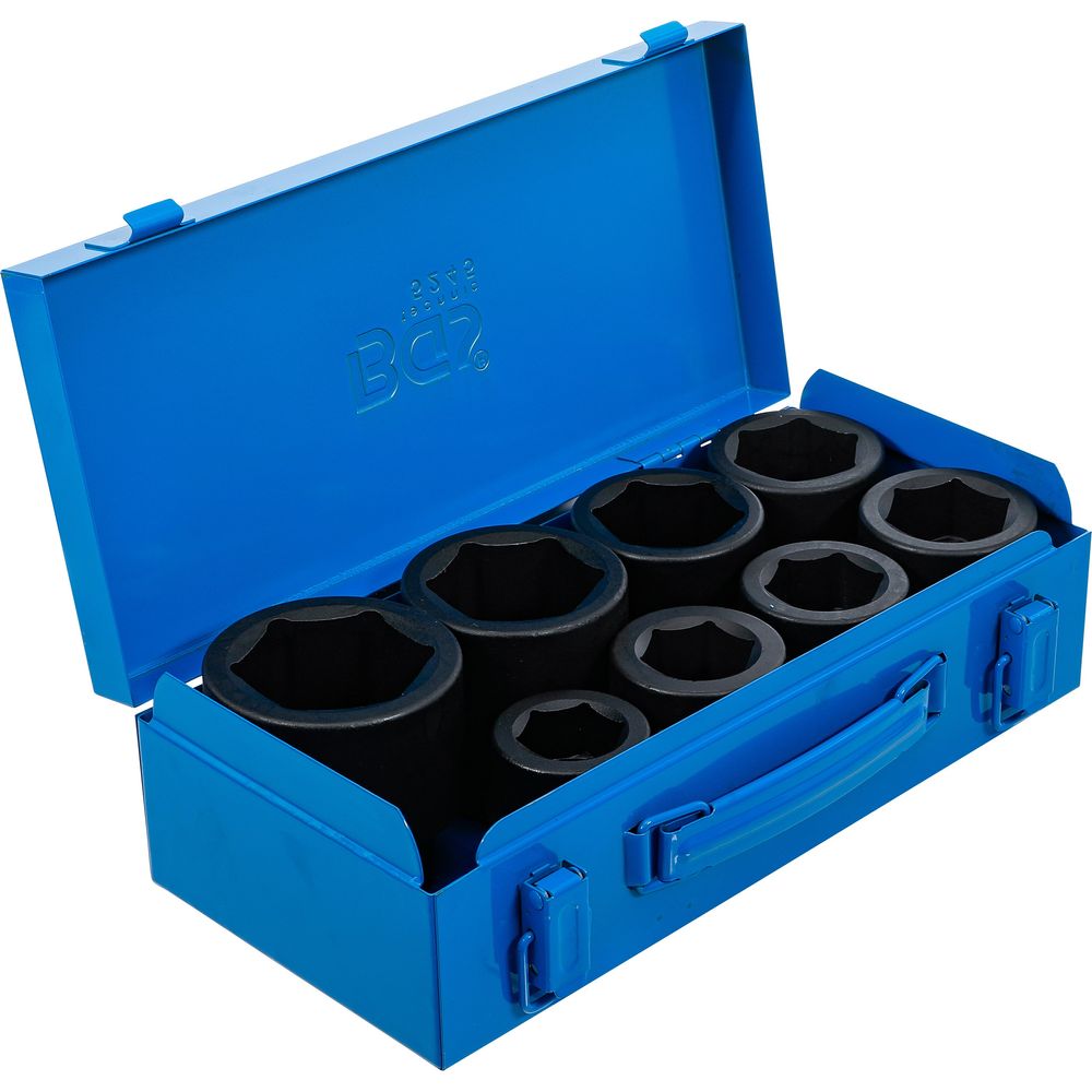 Ütvecsavarozó dugókulcs készlet, 1", 27–50mm, hatszögletű, 8db Ütvecsavarozó dugókulcs készlet, 1", 27–50mm, hatszögletű, 8db