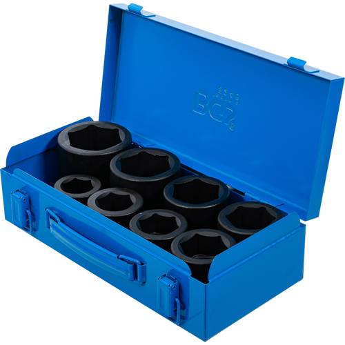 Ütvecsavarozó dugókulcs készlet, 1", 27–50mm, hatszögletű, 8db Ütvecsavarozó dugókulcs készlet, 1", 27–50mm, hatszögletű, 8db