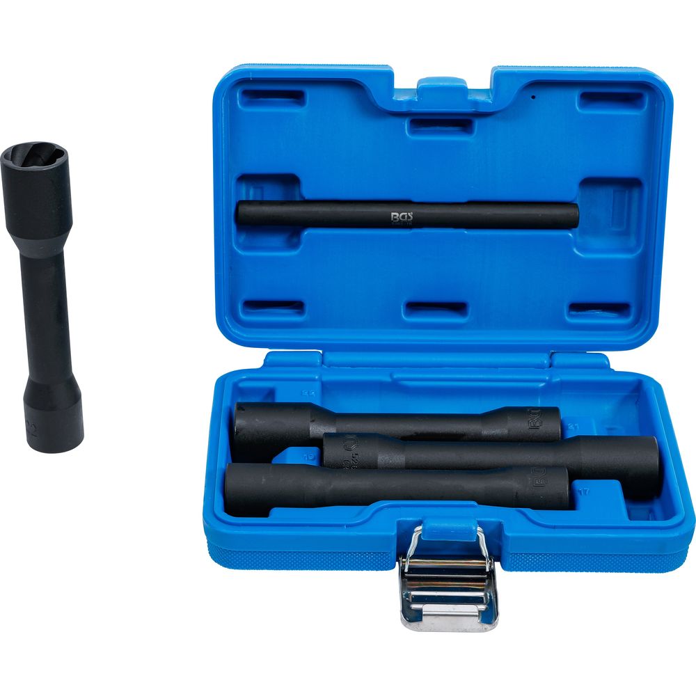 Deep twist socket set (spiral profile) / screw extractor, 1/2" drive, 17–22mm, 5pcs Deep twist socket set (spiral profile) / screw extractor, 1/2" drive, 17–22mm, 5pcs