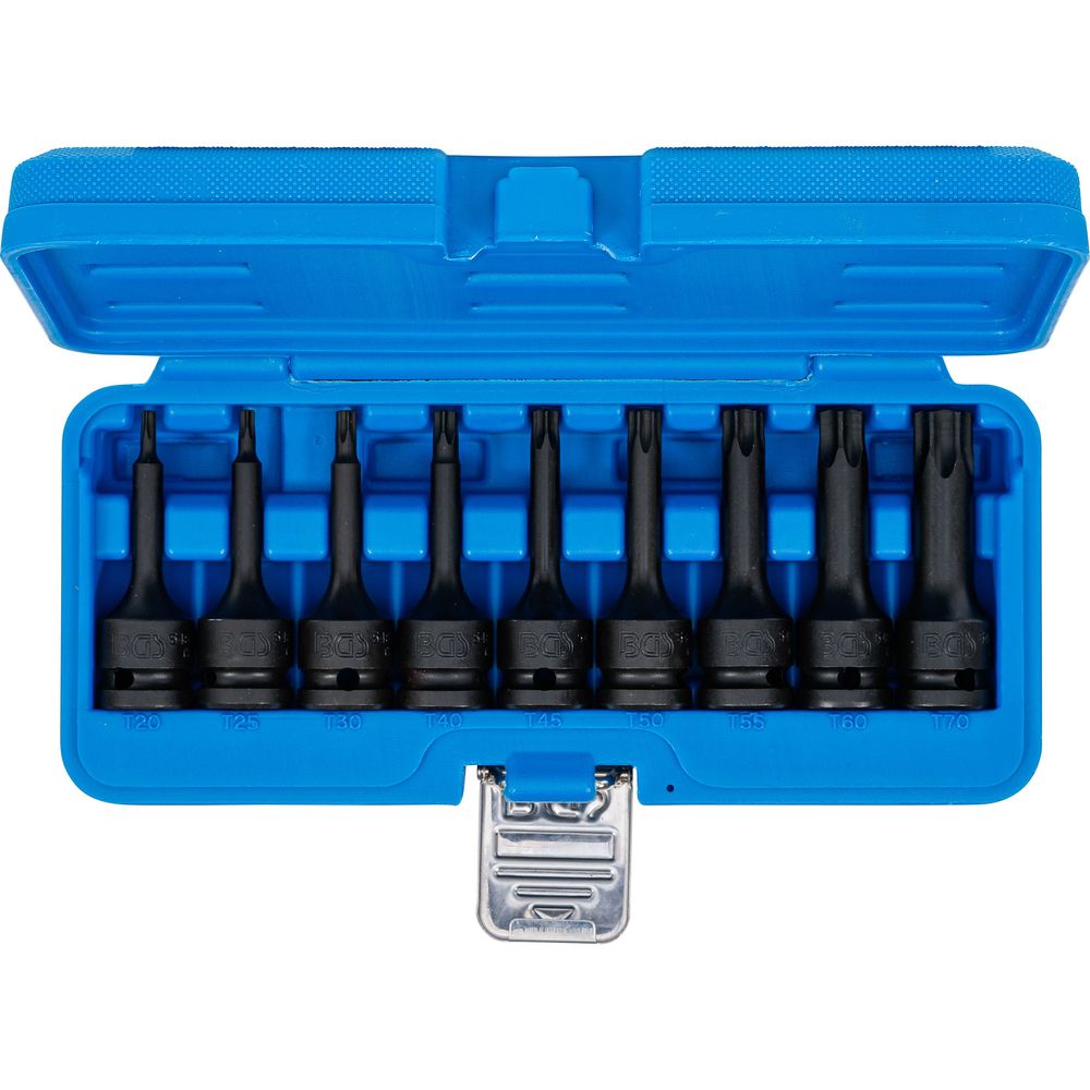 Impact bit socket set, 1/2" drive, T-Star (Torx) T20–T70, 9pcs Impact bit socket set, 1/2" drive, T-Star (Torx) T20–T70, 9pcs