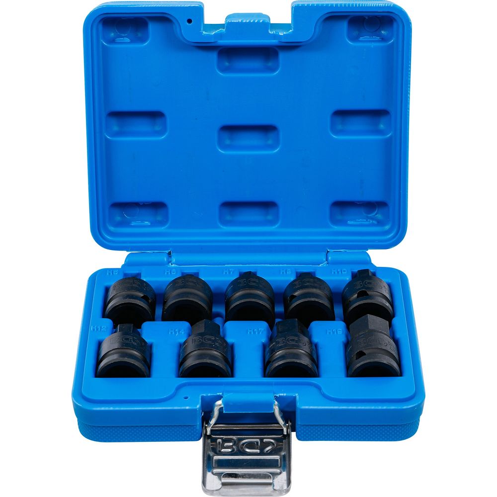Impact bit socket set, 1/2" drive, internal hexagon 5–19mm, 9 pcs Impact bit socket set, 1/2" drive, internal hexagon 5–19mm, 9 pcs