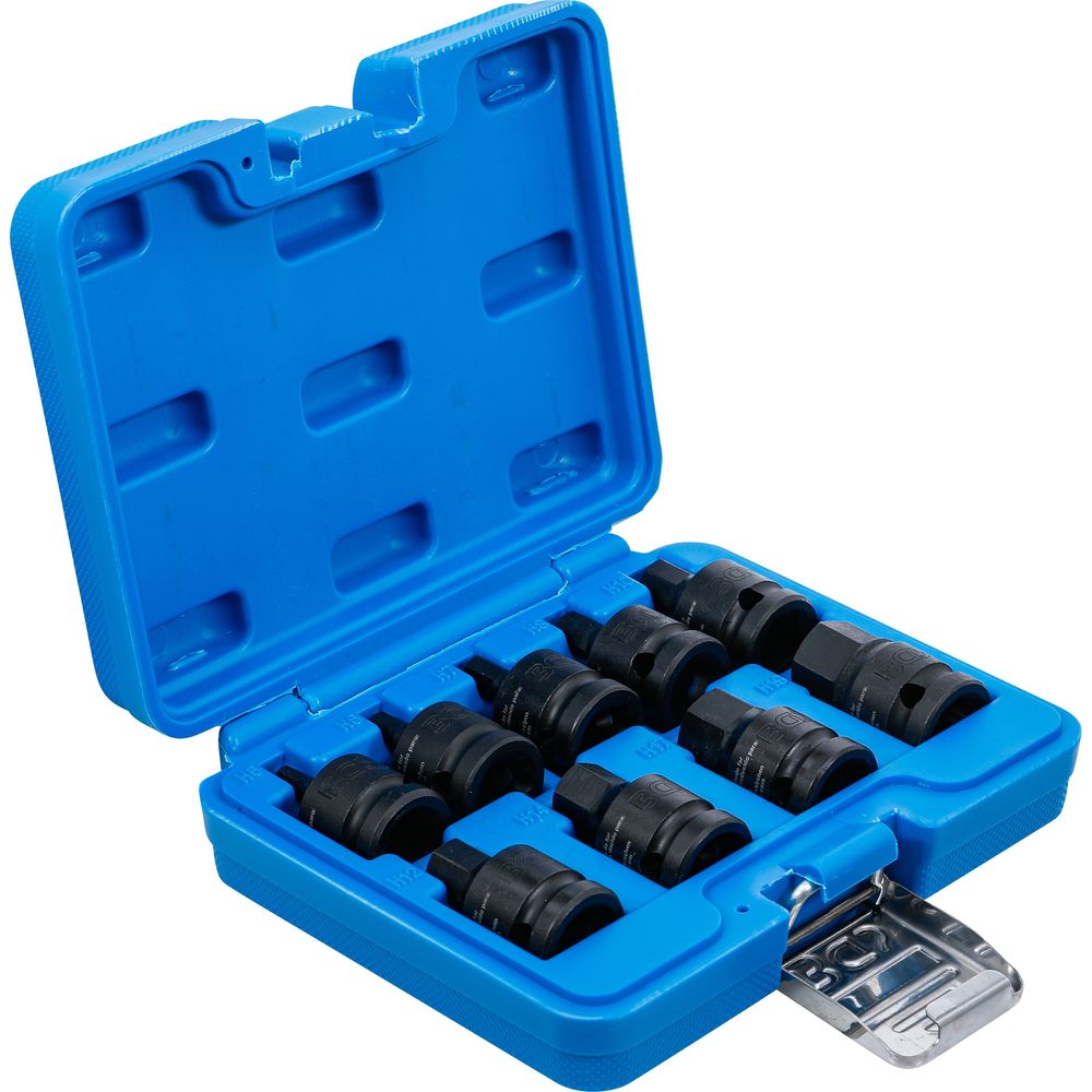 Impact bit socket set, 1/2" drive, internal hexagon 5–19mm, 9 pcs Impact bit socket set, 1/2" drive, internal hexagon 5–19mm, 9 pcs