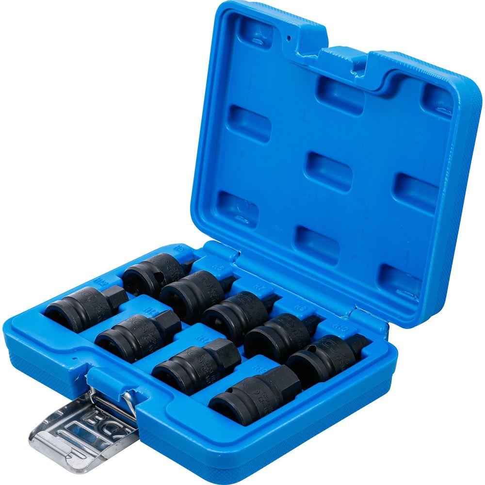 Impact bit socket set, 1/2" drive, internal hexagon 5–19mm, 9 pcs Impact bit socket set, 1/2" drive, internal hexagon 5–19mm, 9 pcs