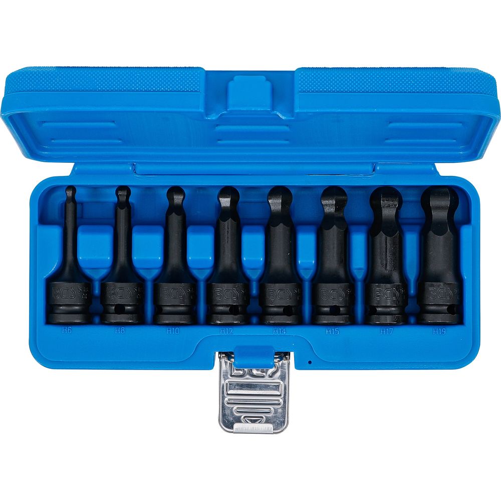 Impact bit socket set, 1/2" drive, internal hexagon ball head 6–19mm, 8 pcs Impact bit socket set, 1/2" drive, internal hexagon ball head 6–19mm, 8 pcs