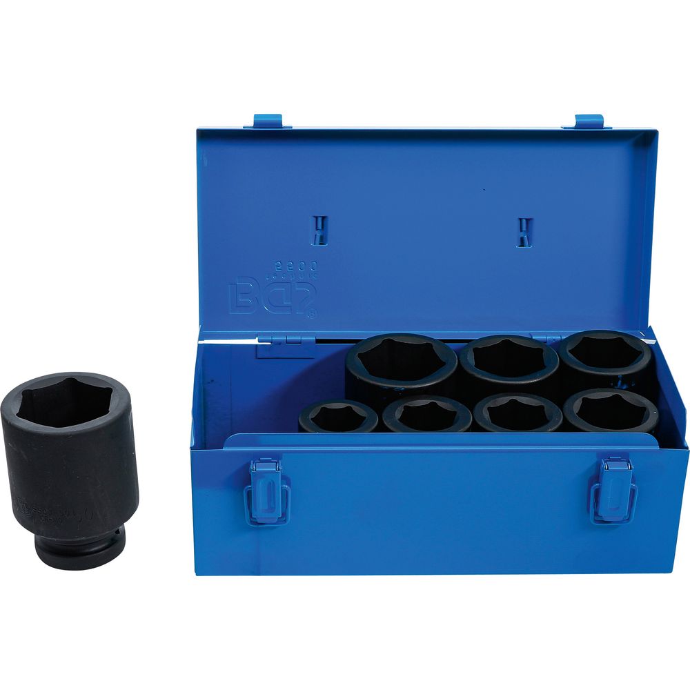 Impact socket set, hexagon, deep, 1" drive, 27–50mm, 8 pcs Impact socket set, hexagon, deep, 1" drive, 27–50mm, 8 pcs