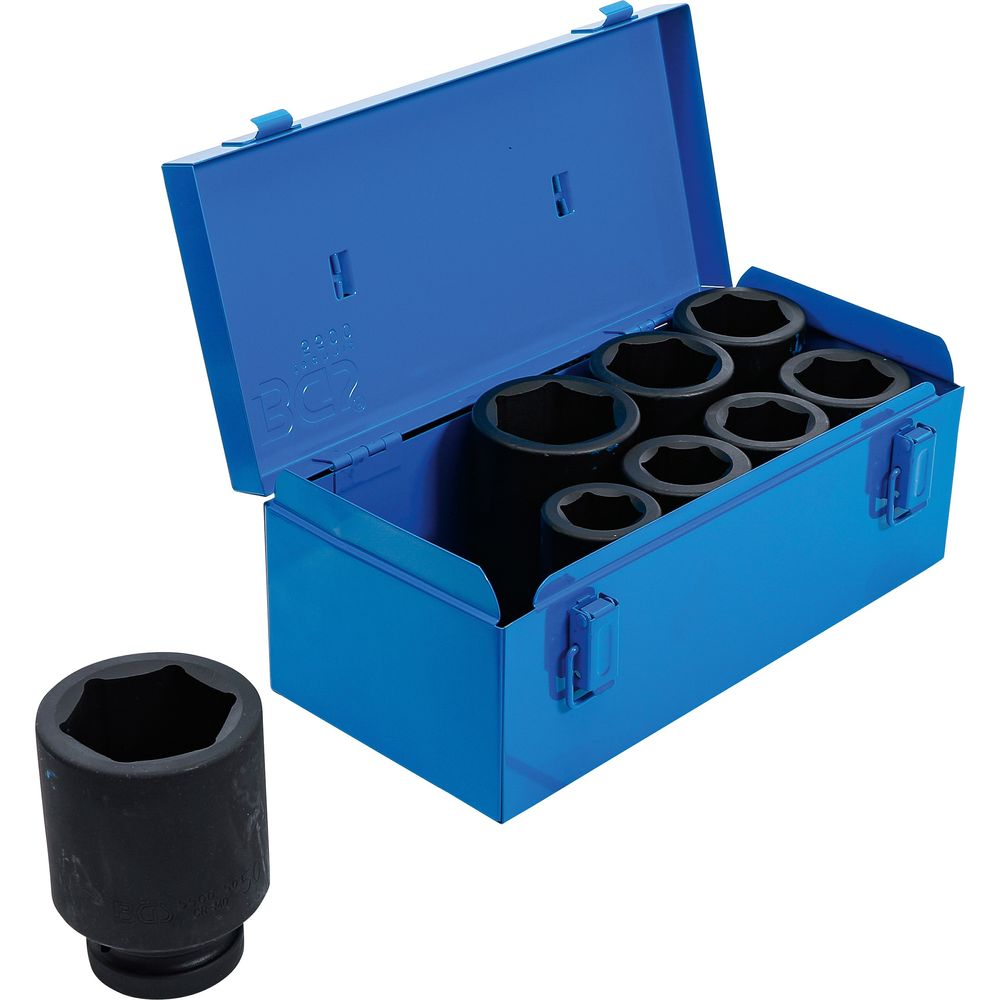 Impact socket set, hexagon, deep, 1" drive, 27–50mm, 8 pcs Impact socket set, hexagon, deep, 1" drive, 27–50mm, 8 pcs
