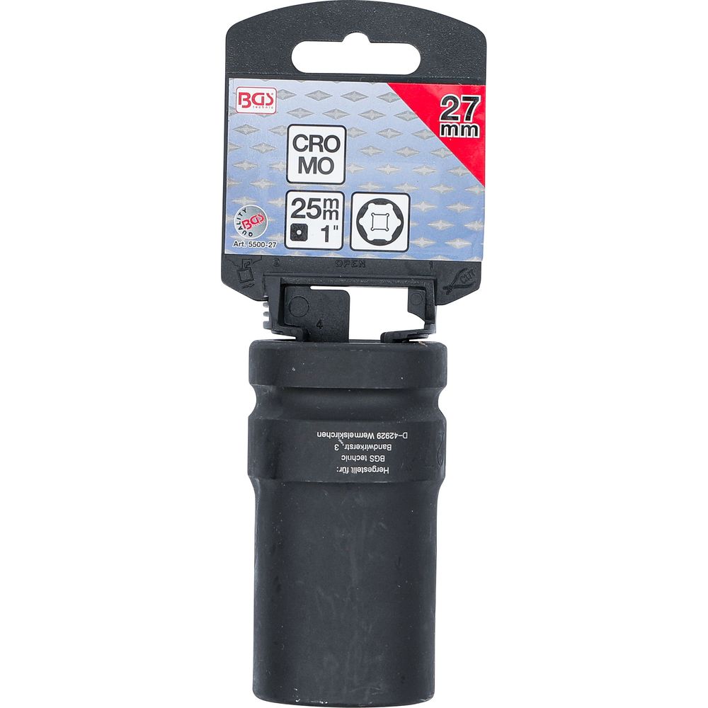 Impact socket hexagon, deep, 1" drive, 27mm Impact socket hexagon, deep, 1" drive, 27mm