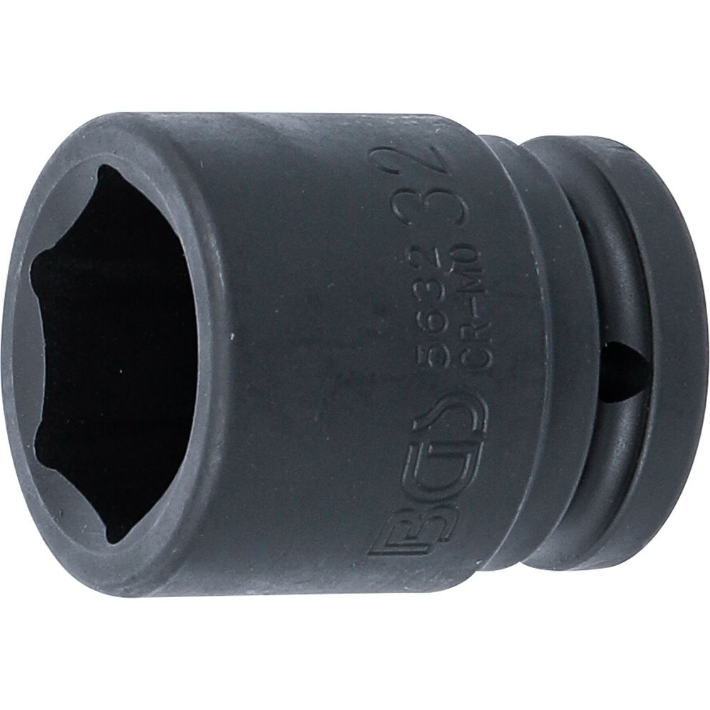 Impact socket, hexagon, 3/4" drive, 32mm Impact socket, hexagon, 3/4" drive, 32mm
