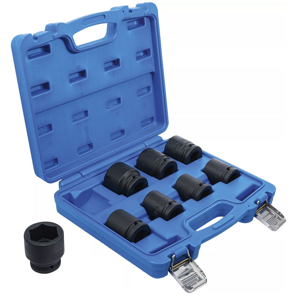Short impact socket set, hex, 3/4" drive, 22–38mm, 8pcs Short impact socket set, hex, 3/4" drive, 22–38mm, 8pcs