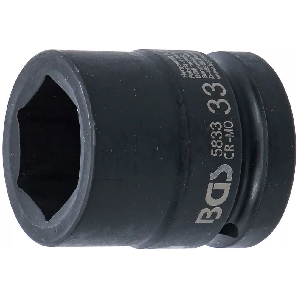 Impact socket, hexagon, 1" drive, 33mm Impact socket, hexagon, 1" drive, 33mm