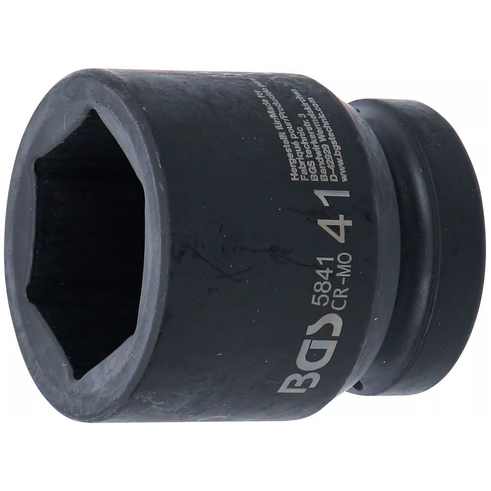 Impact socket, hexagon, 1" drive, 41mm Impact socket, hexagon, 1" drive, 41mm