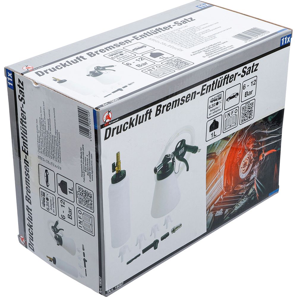 Druckluft Bremsenentlüfter Set, 11-tlg. Druckluft Bremsenentlüfter Set, 11-tlg.