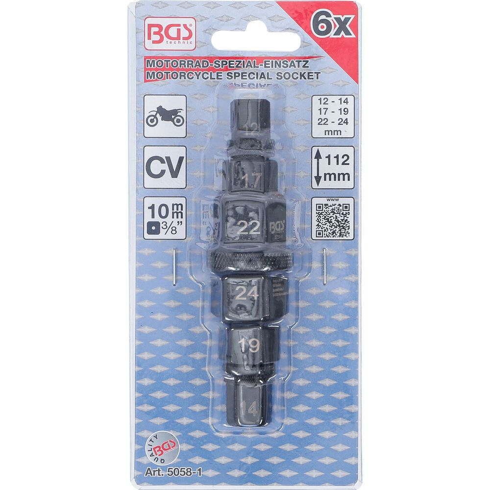 Motorrad-Spezial-Stecknüsse, 3/8", 12–24mm Motorrad-Spezial-Stecknüsse, 3/8", 12–24mm