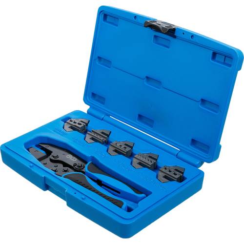 Crimpzangen-Set mit 5 auswechselbaren Backenpaaren Crimpzangen-Set mit 5 auswechselbaren Backenpaaren