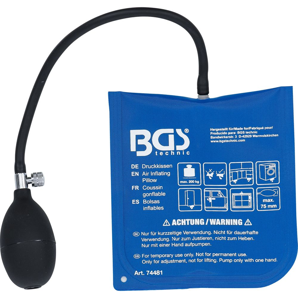 Air inflating pillow with hand pump, square 165x150mm Air inflating pillow with hand pump, square 165x150mm