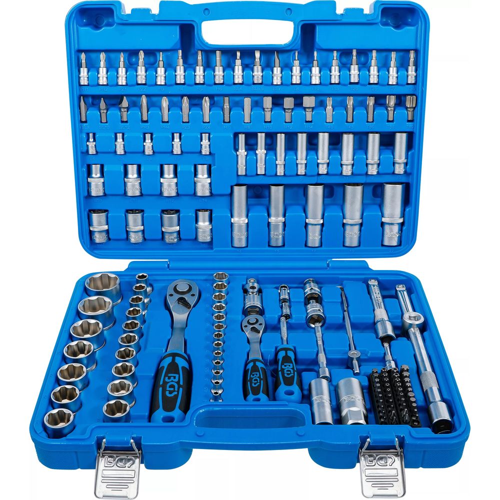 Socket set 6.3 mm (1/4") / 12.5 mm (1/2") drive, 150pcs Socket set 6.3 mm (1/4") / 12.5 mm (1/2") drive, 150pcs